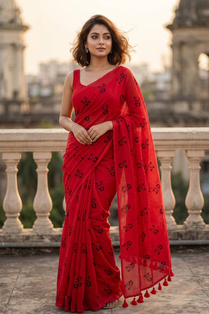 Little Panda Tale Mul Cotton Saree