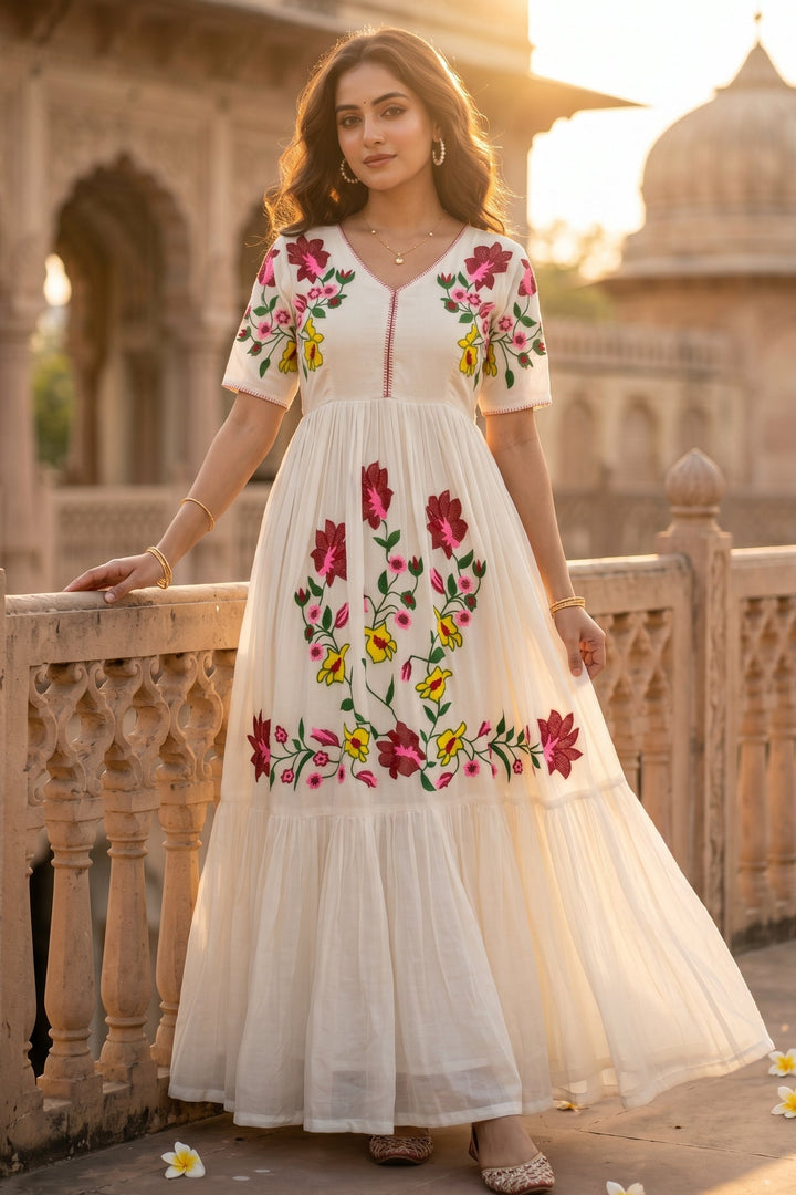 Moonflower Embroidered Dress