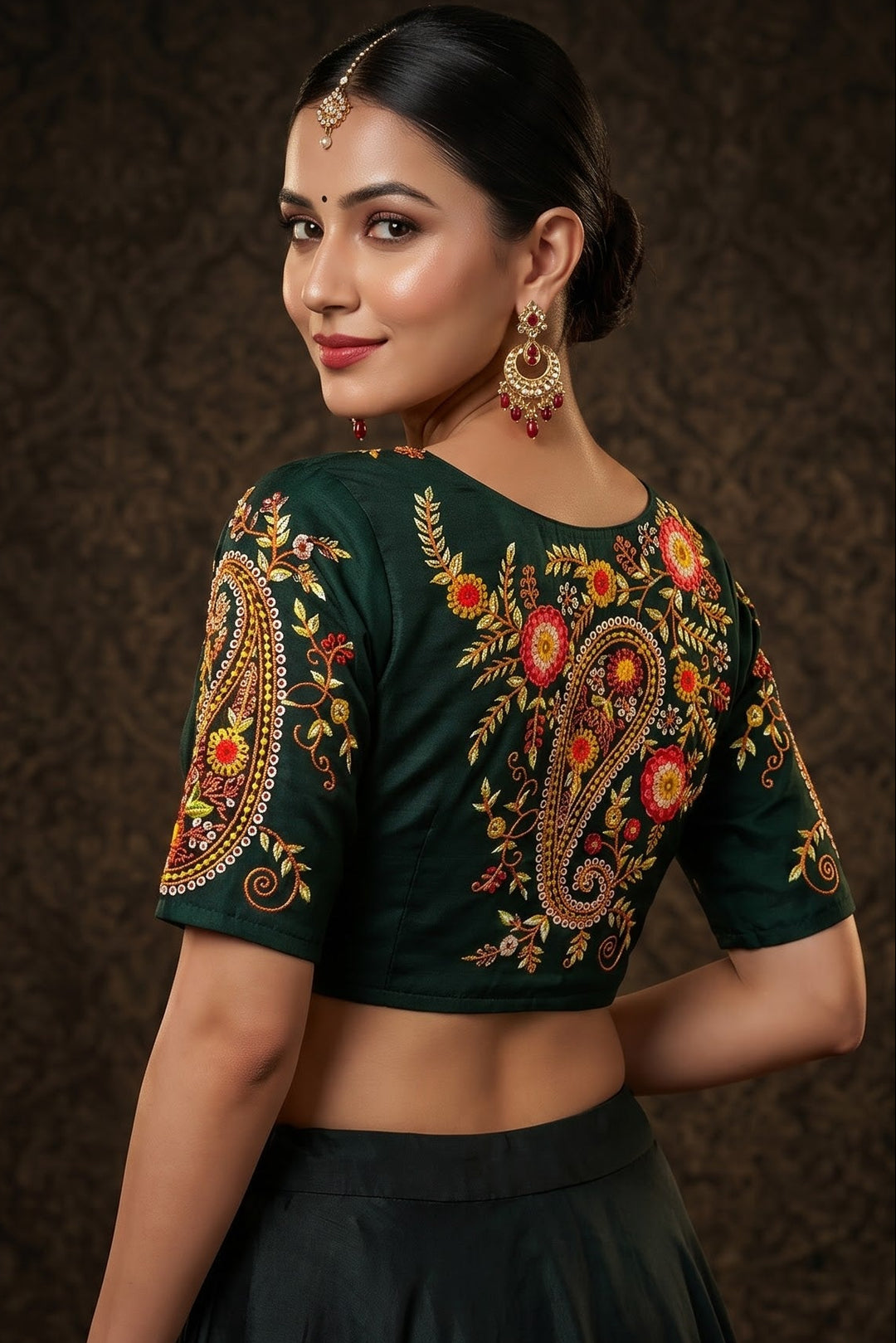 Festive Paisley Vichitra Silk Blouse