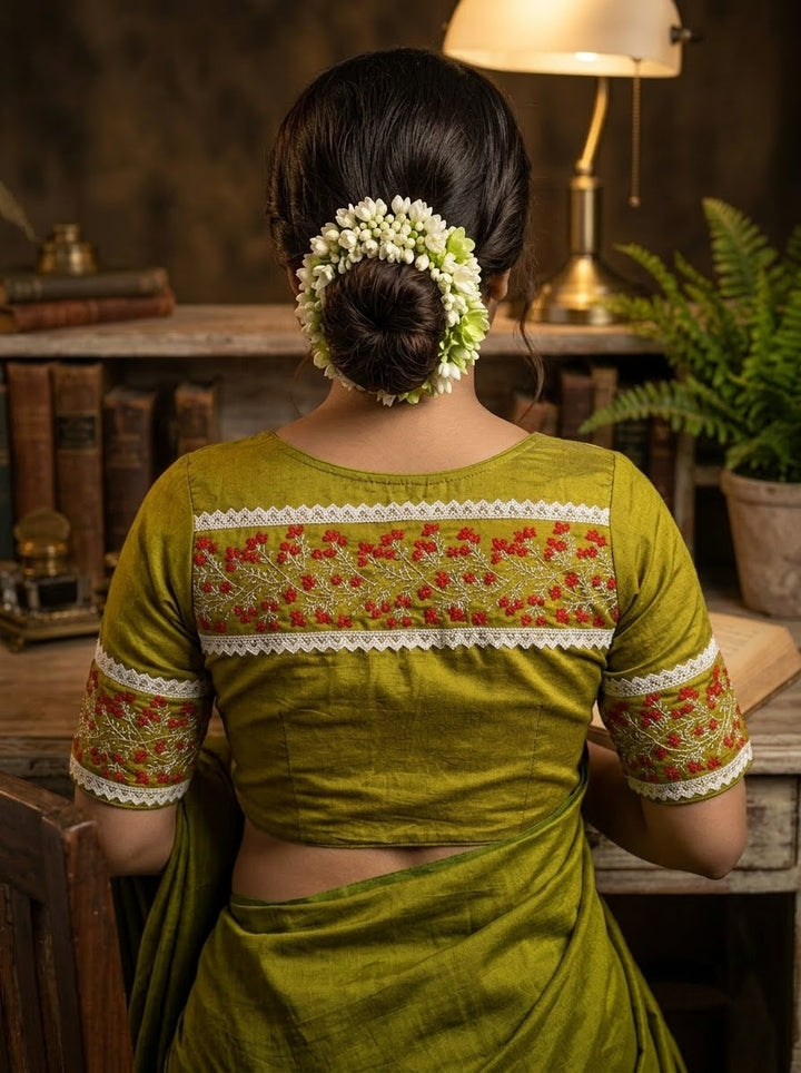 A Memory Woven in Flowers – Embroidered & Lace Work Blouse