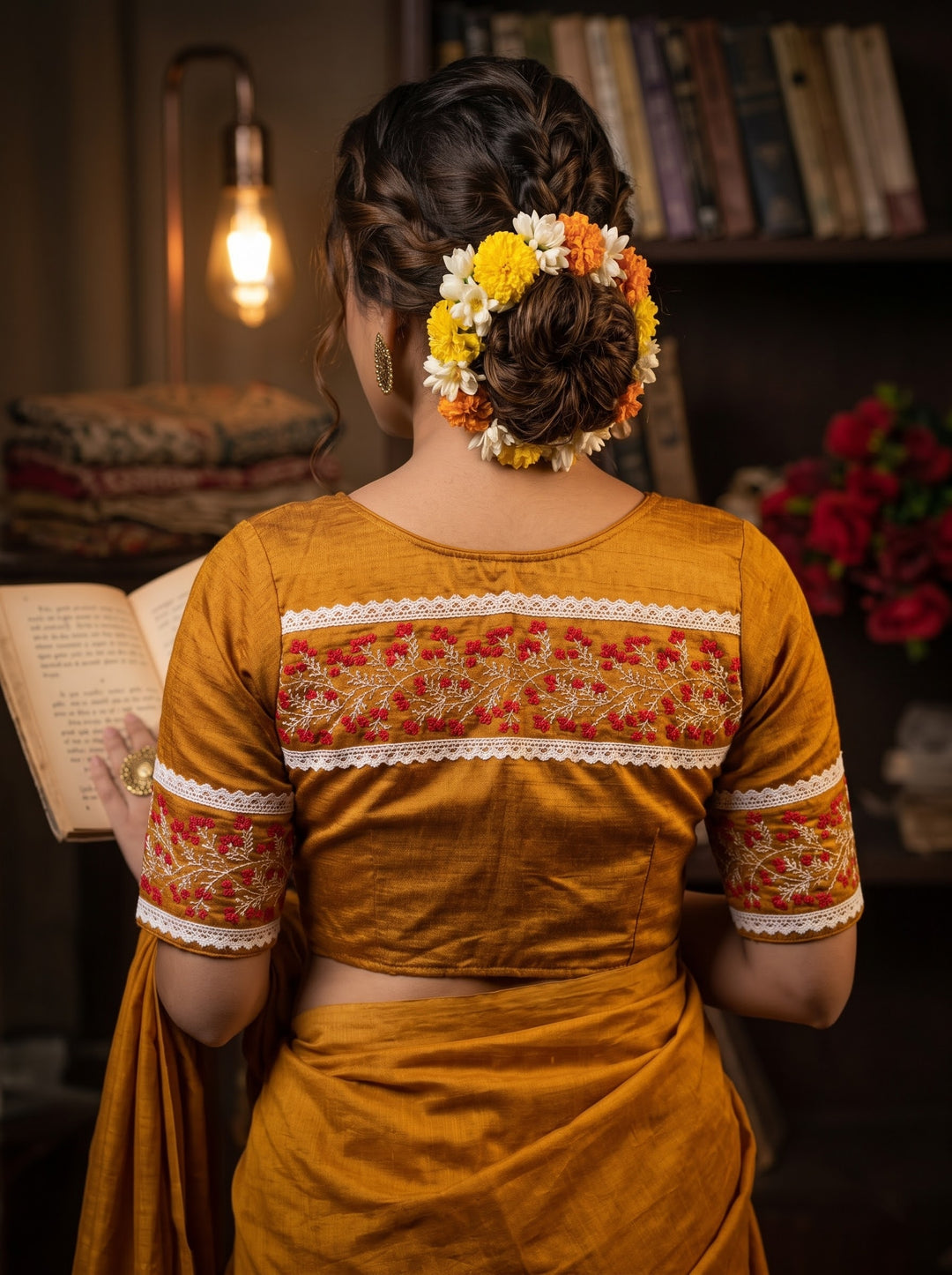 A Memory Woven in Flowers – Embroidered & Lace Work Blouse