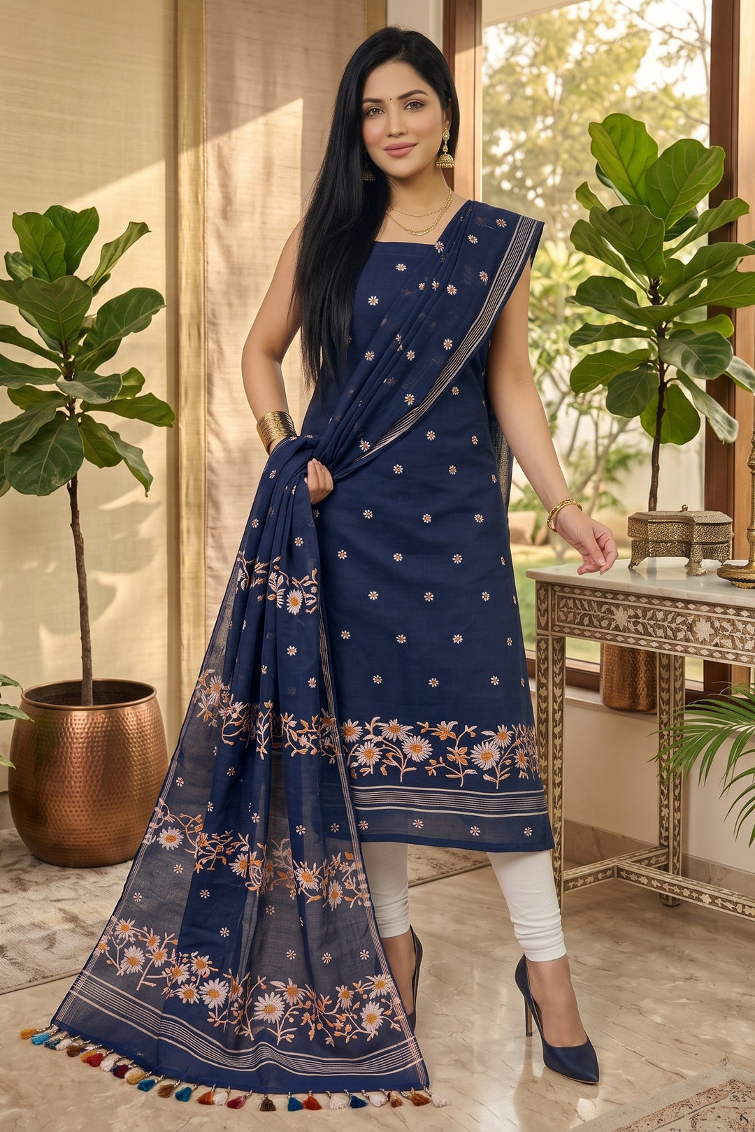 Krishnakoli Cotton Silk Unstitched Dress Material (Kurti Piece and Dupatta) (Copy)