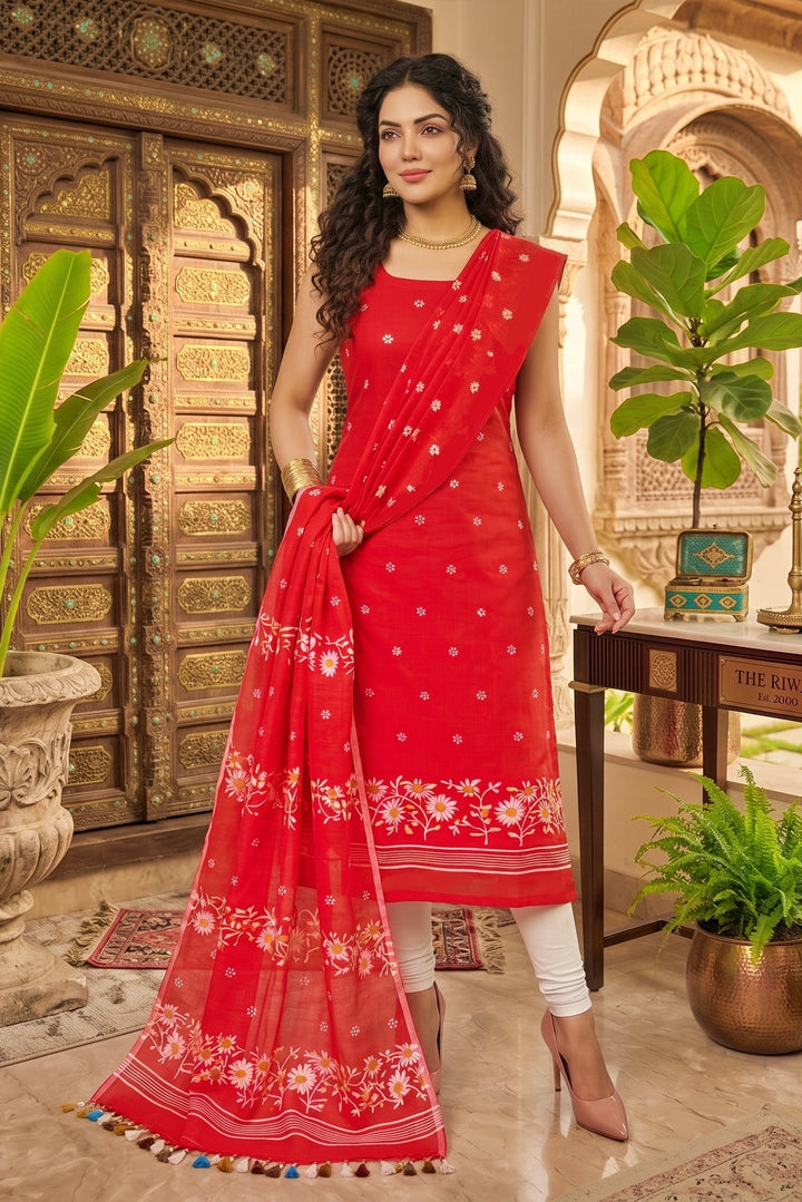 Krishnakoli Cotton Silk Unstitched Dress Material (Kurti Piece and Dupatta)