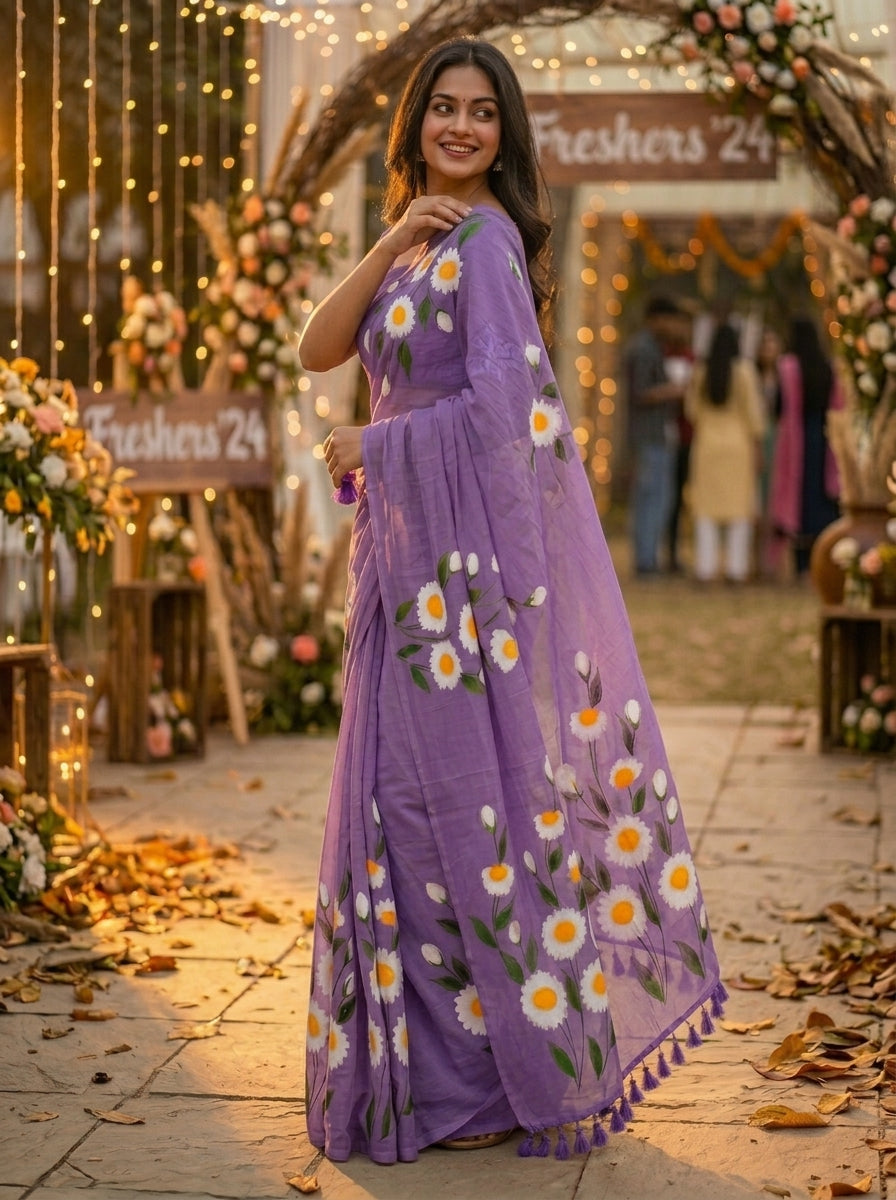 The perfect fresher's party  Mul Cotton Saree