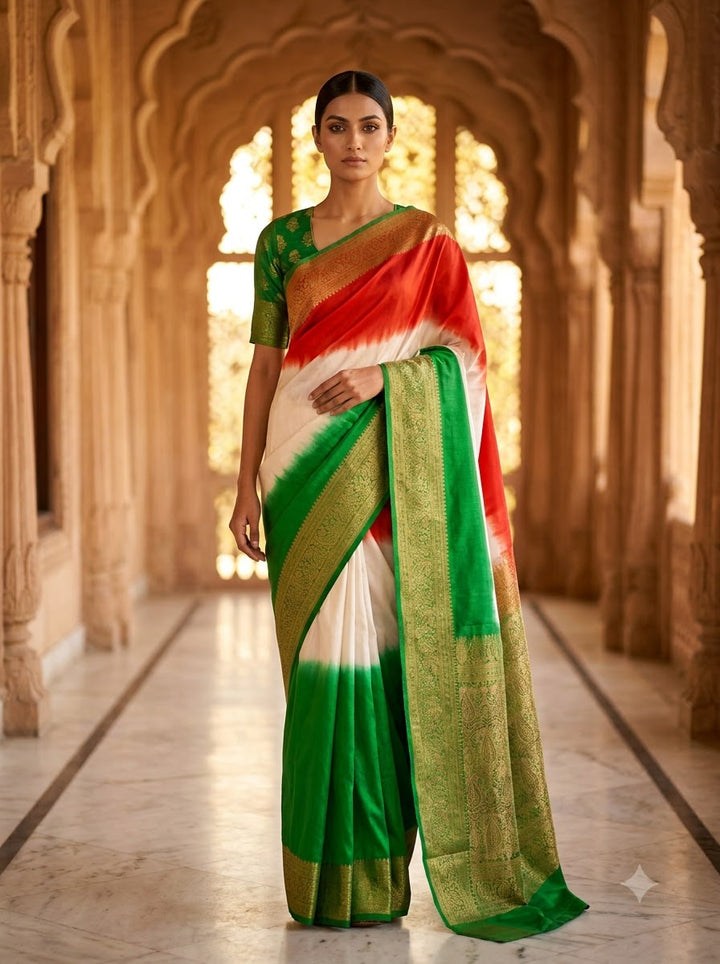Swarna Tiranga Banarasi Warm Soft Silk Saree