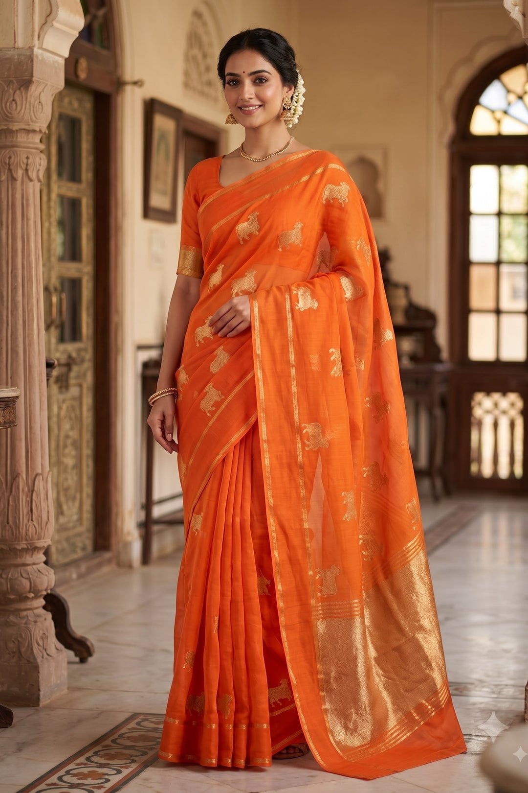 Verdant Bloom Viscose Crepe Silk Saree