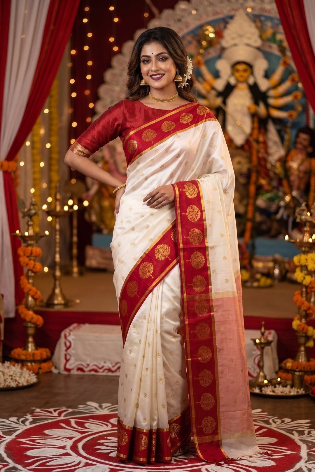 Fresh Realm Satin Silk Banarasi Saree