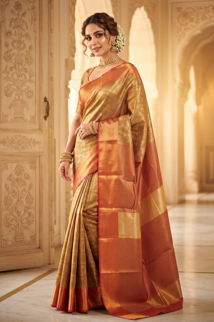 Rajkanak Banarasi Semi Katan Silk saree