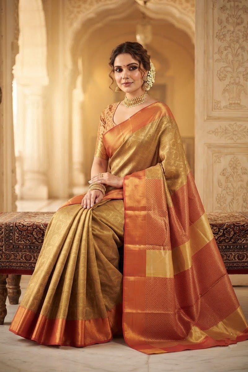 Rajkanak Banarasi Semi Katan Silk saree