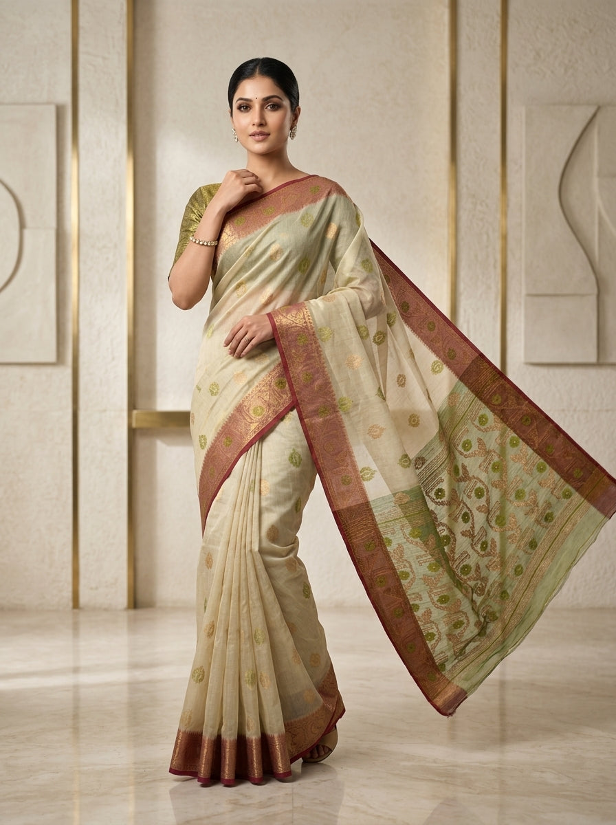 Suvarna Shobha Bengal Jamdani Saree