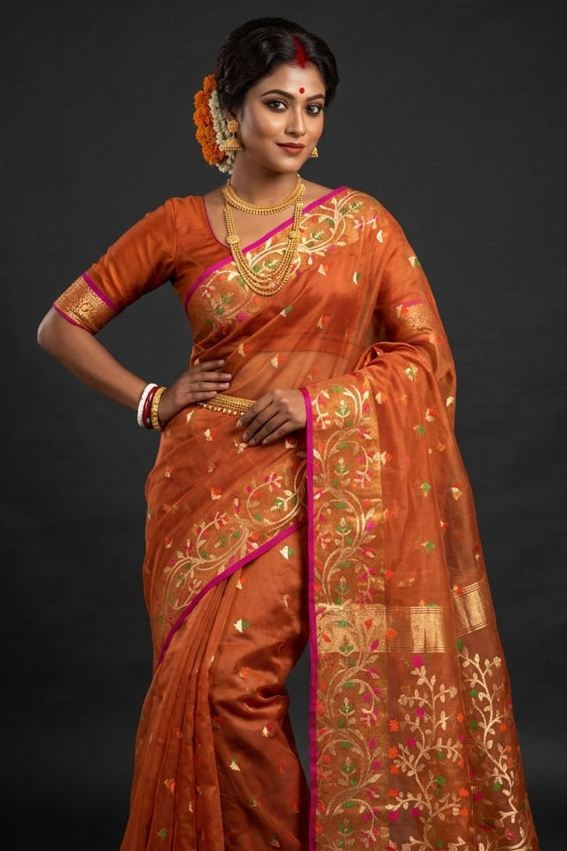 Divine Essence Muslin Jamdani Saree