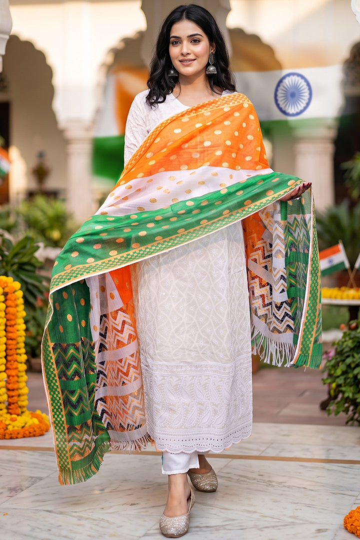 Our Pride- Tiranga Kurti Set With Dupatta