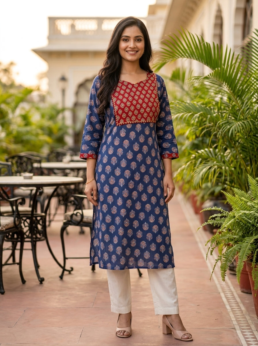 Rangrez Ajrakh Kurti(Only Kurti)