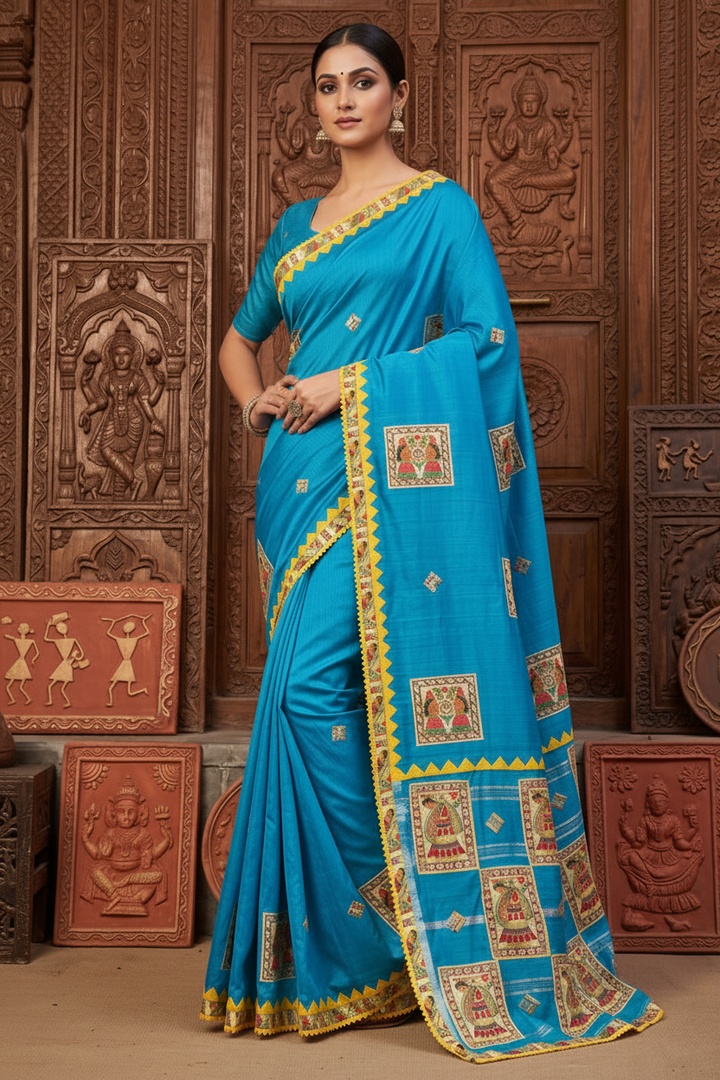 Mithila Mosaic Madhubani Patch Work Saree