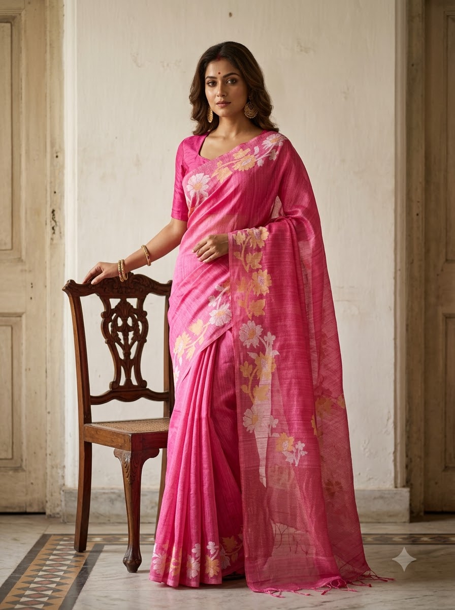 Agomoni Aabha – Soft Pure Matka Jamdani Saree