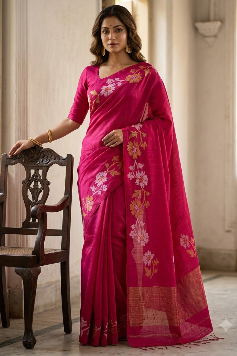 Agomoni Aabha – Soft Pure Matka Jamdani Saree