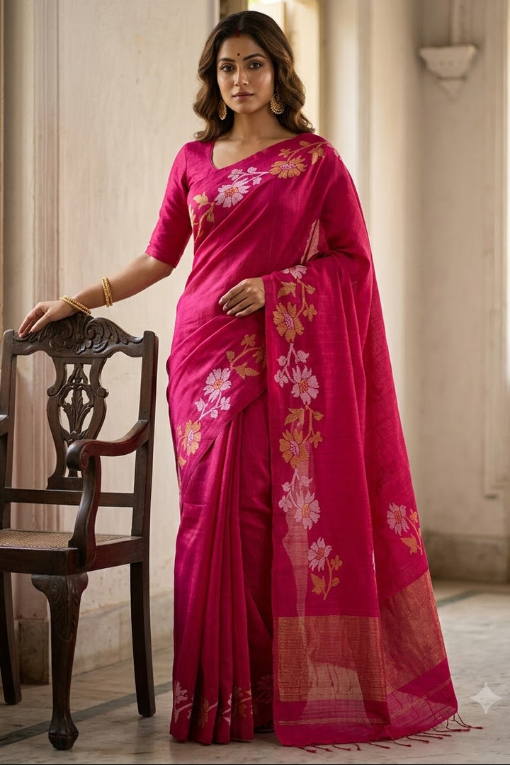 Agomoni Aabha – Soft Pure Matka Jamdani Saree