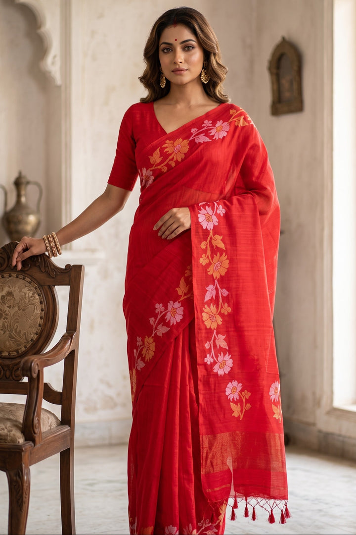 Agomoni Aabha – Soft Pure Matka Jamdani Saree