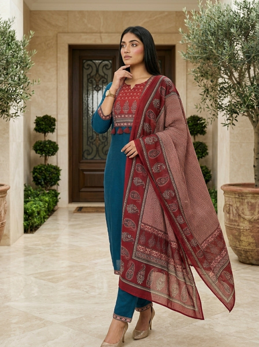 Soulful Reflection Cotton Kurti Set