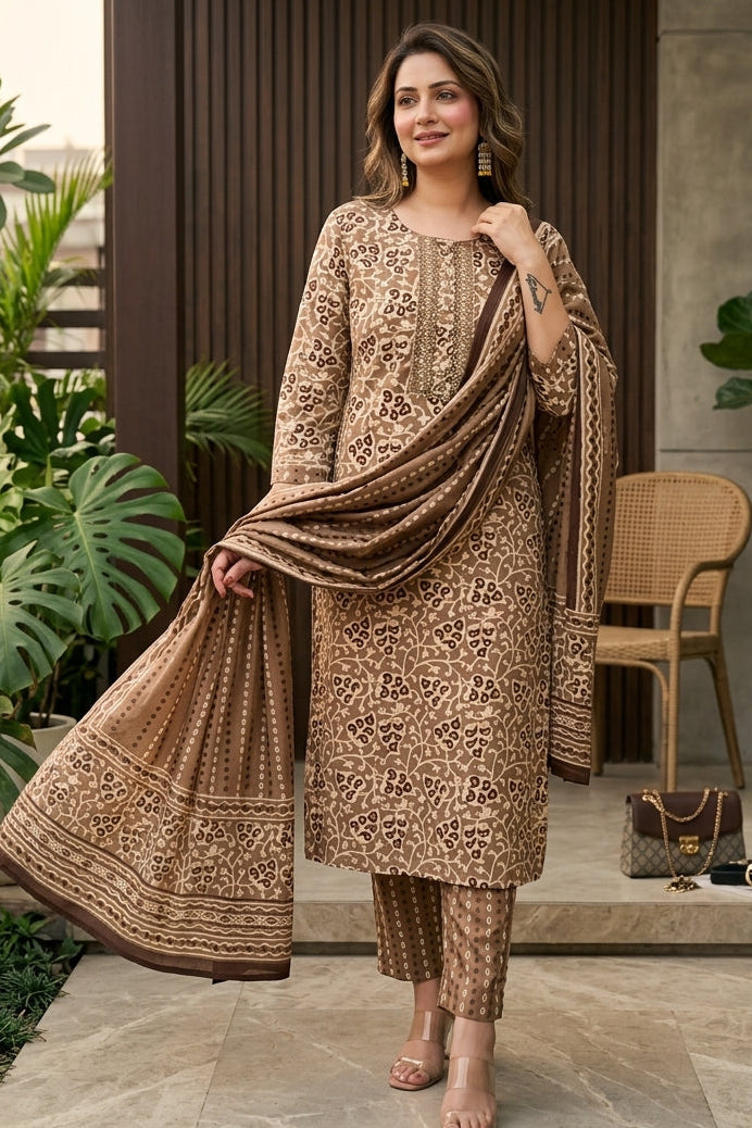 Sanganer Print Pure Cotton Kurti Set