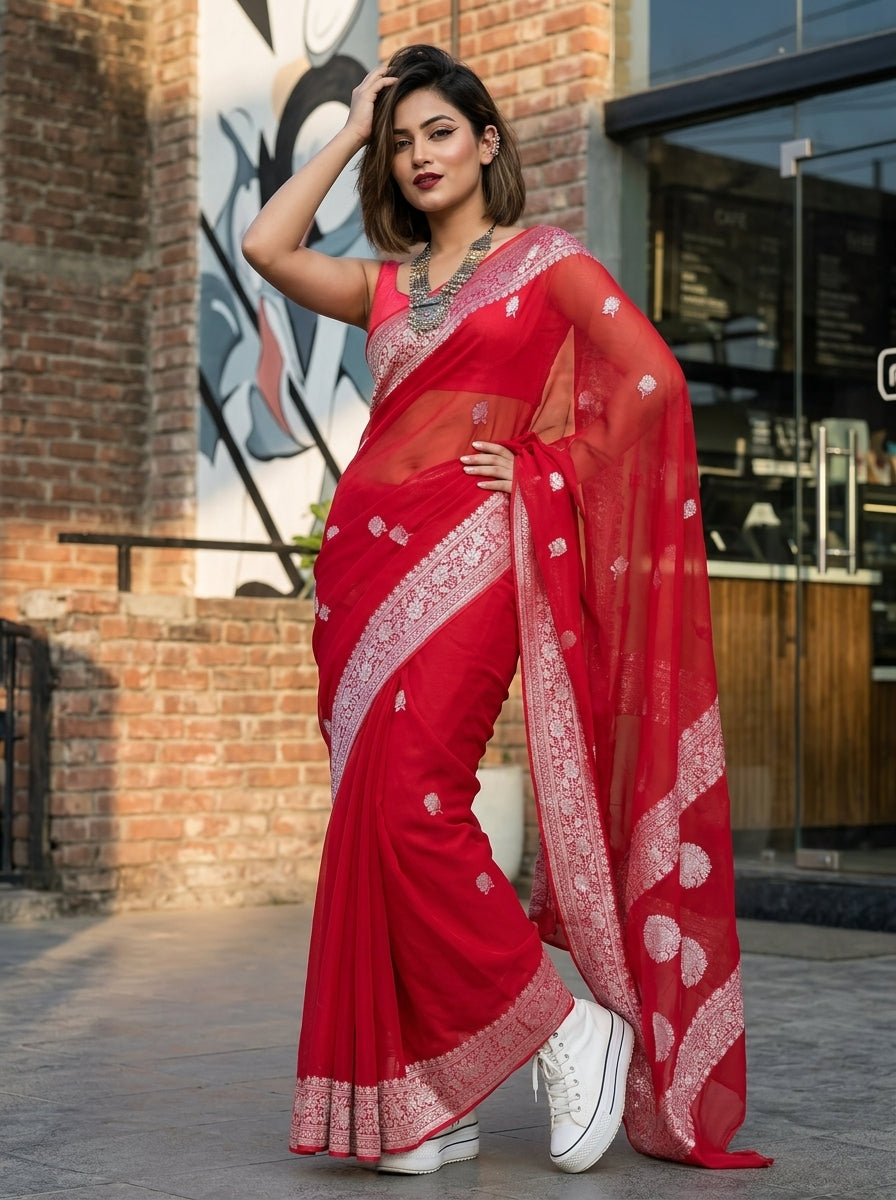 Khaddi Chiffon Handloom Banarasi