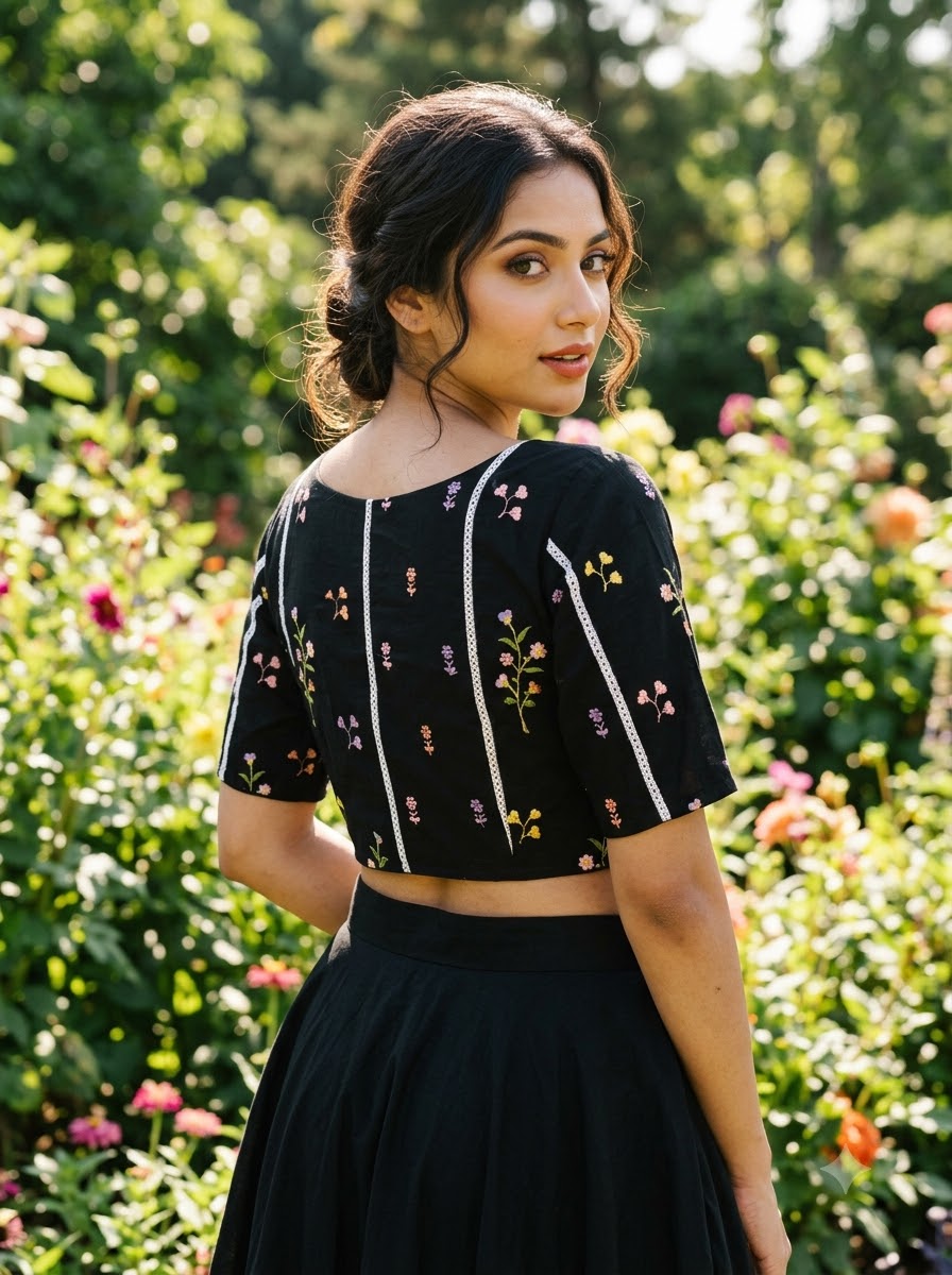 Eden Blossom Chanderi Silk Embroidered Blouse