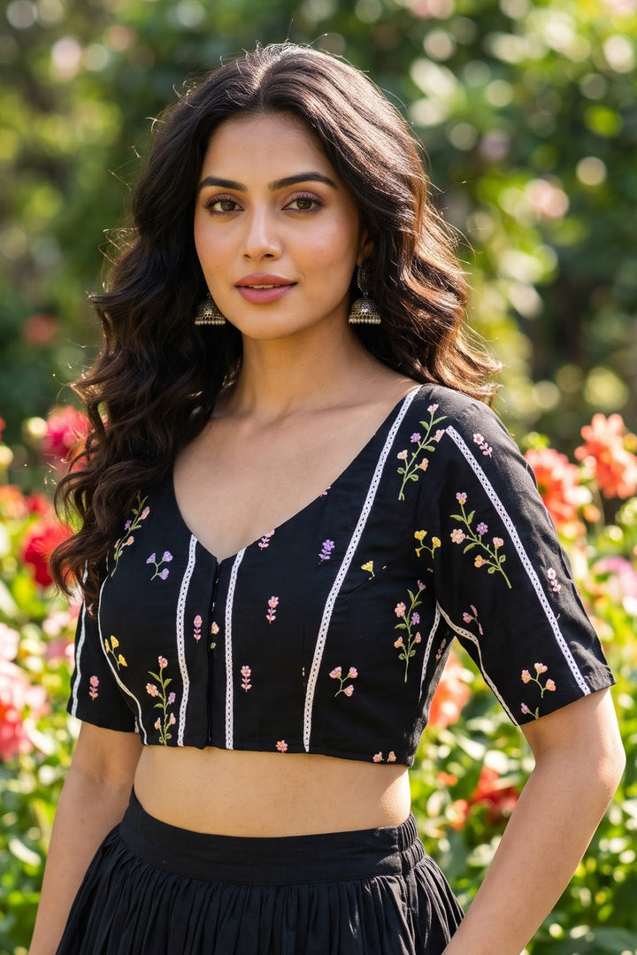 Eden Blossom Chanderi Silk Embroidered Blouse