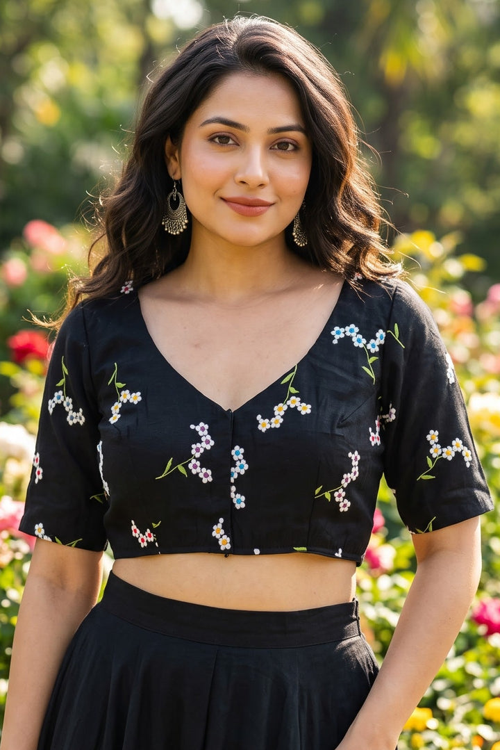 Blossom  Comes Alive Chanderi Silk Embroidered Blouse