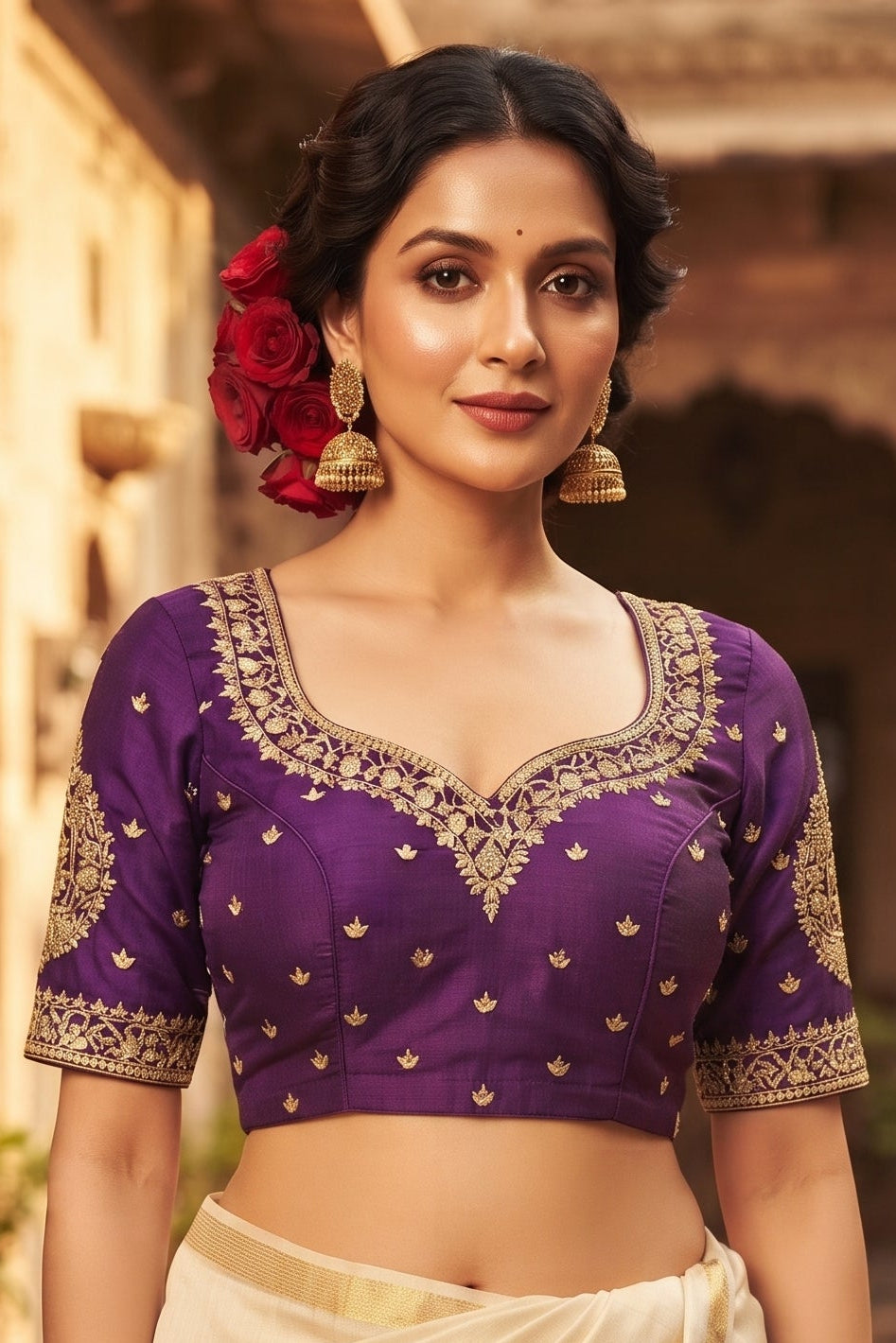 Portrait of Royalty Vichitra Silk Blouse