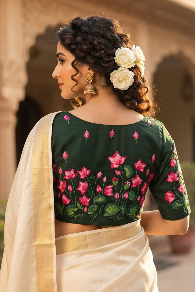 Lotus Majesty Vichitra Silk Blouse