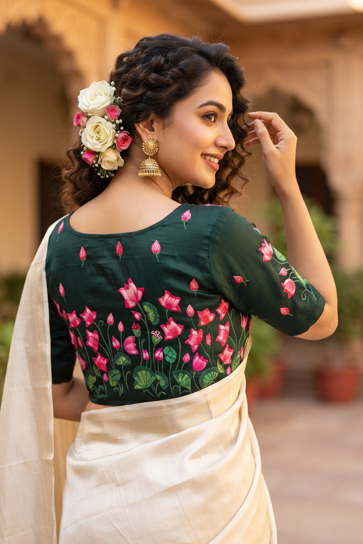 Lotus Majesty Vichitra Silk Blouse