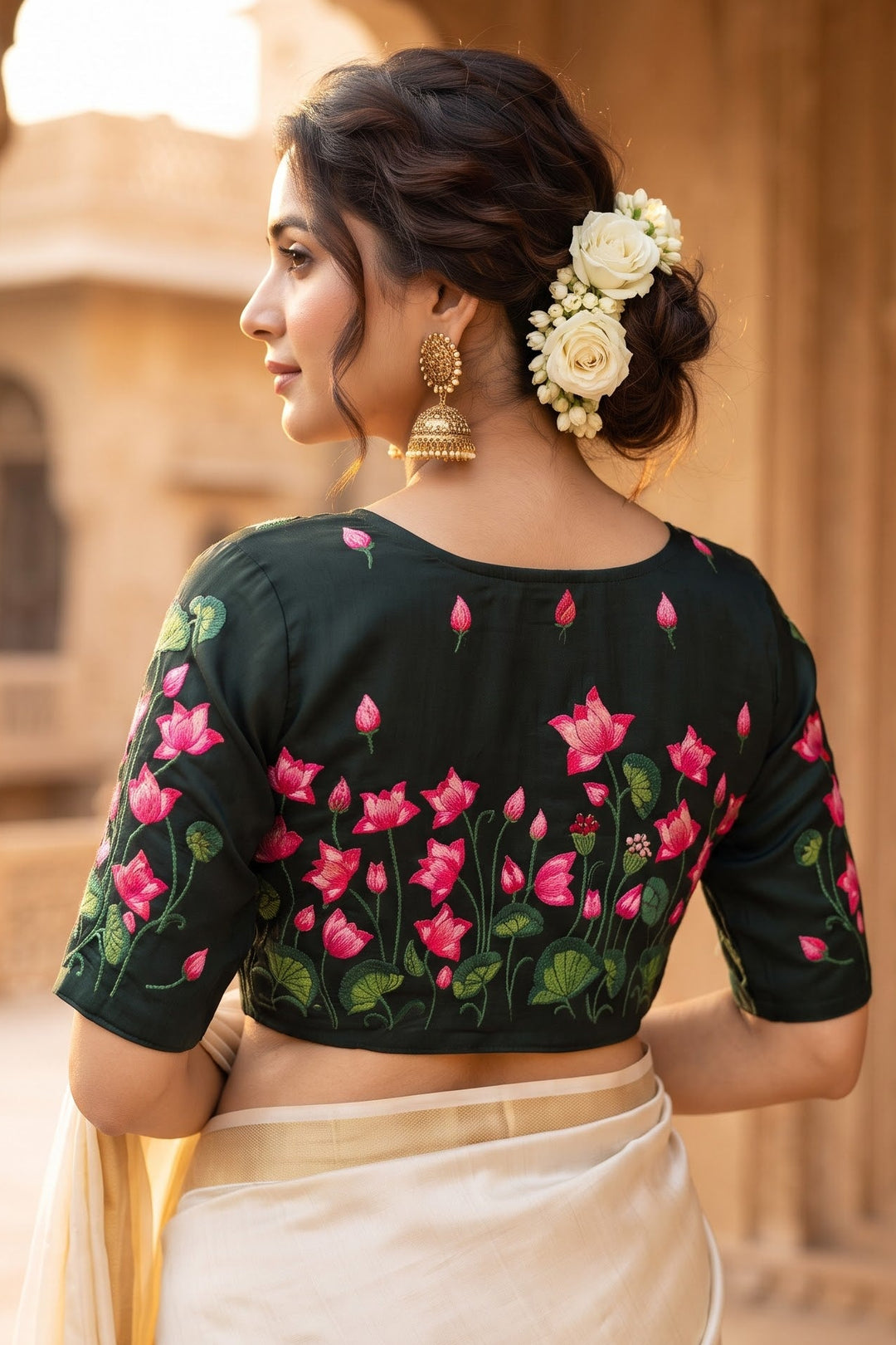 Lotus Majesty Vichitra Silk Blouse