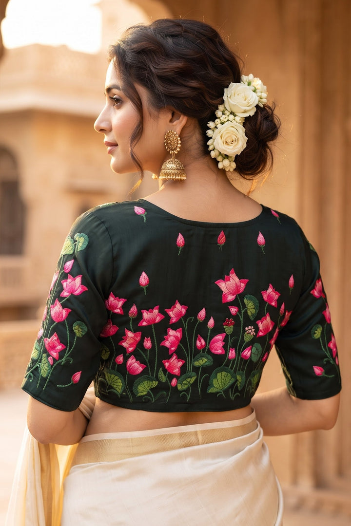 Lotus Majesty Vichitra Silk Blouse