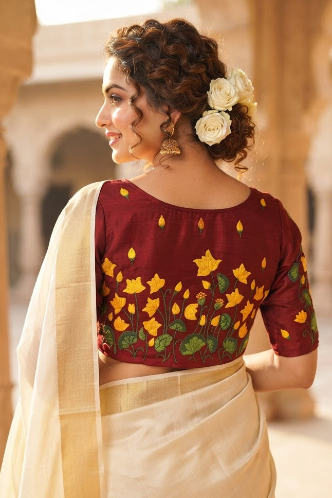 Lotus Majesty Vichitra Silk Blouse