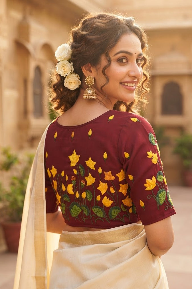 Lotus Majesty Vichitra Silk Blouse