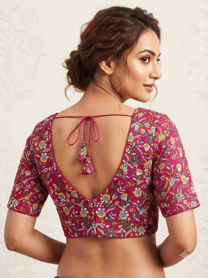 Vine Of Flower Embroidery - Designer Blouse