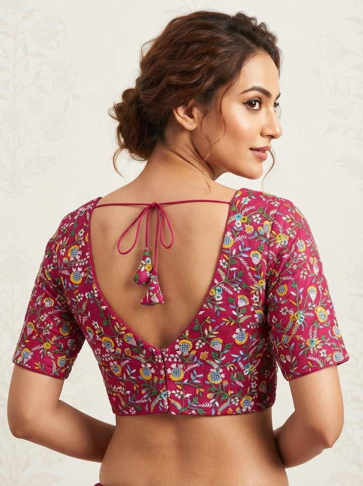 Vine Of Flower Embroidery - Designer Blouse
