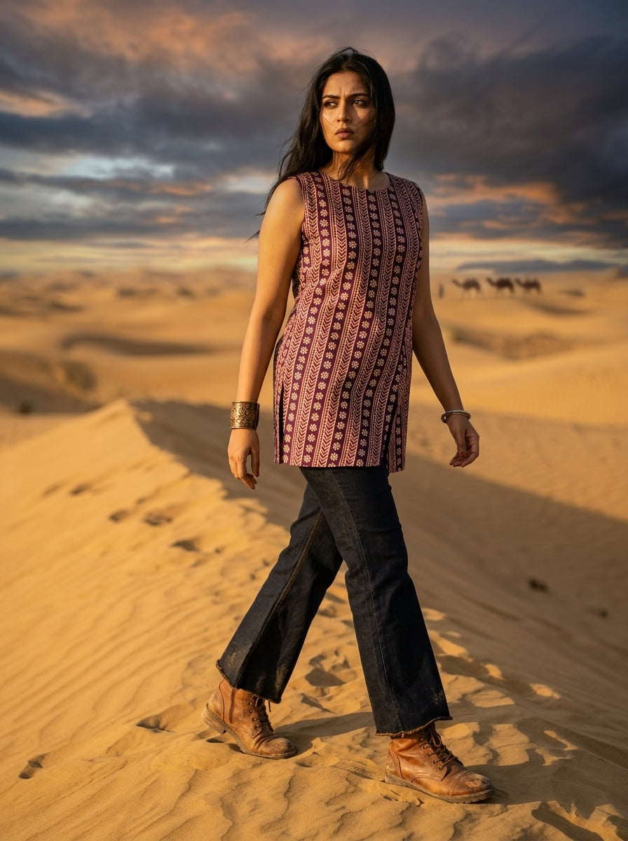 Top-Notch Sustainable Block Print Ethnic Short Kurti