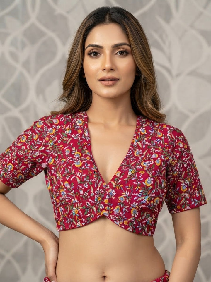 Vine Of Flower Embroidery - Designer Blouse