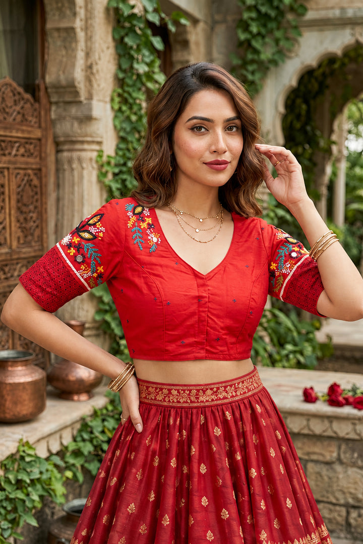 Aarohi Floral Glam Cotton  Blouse