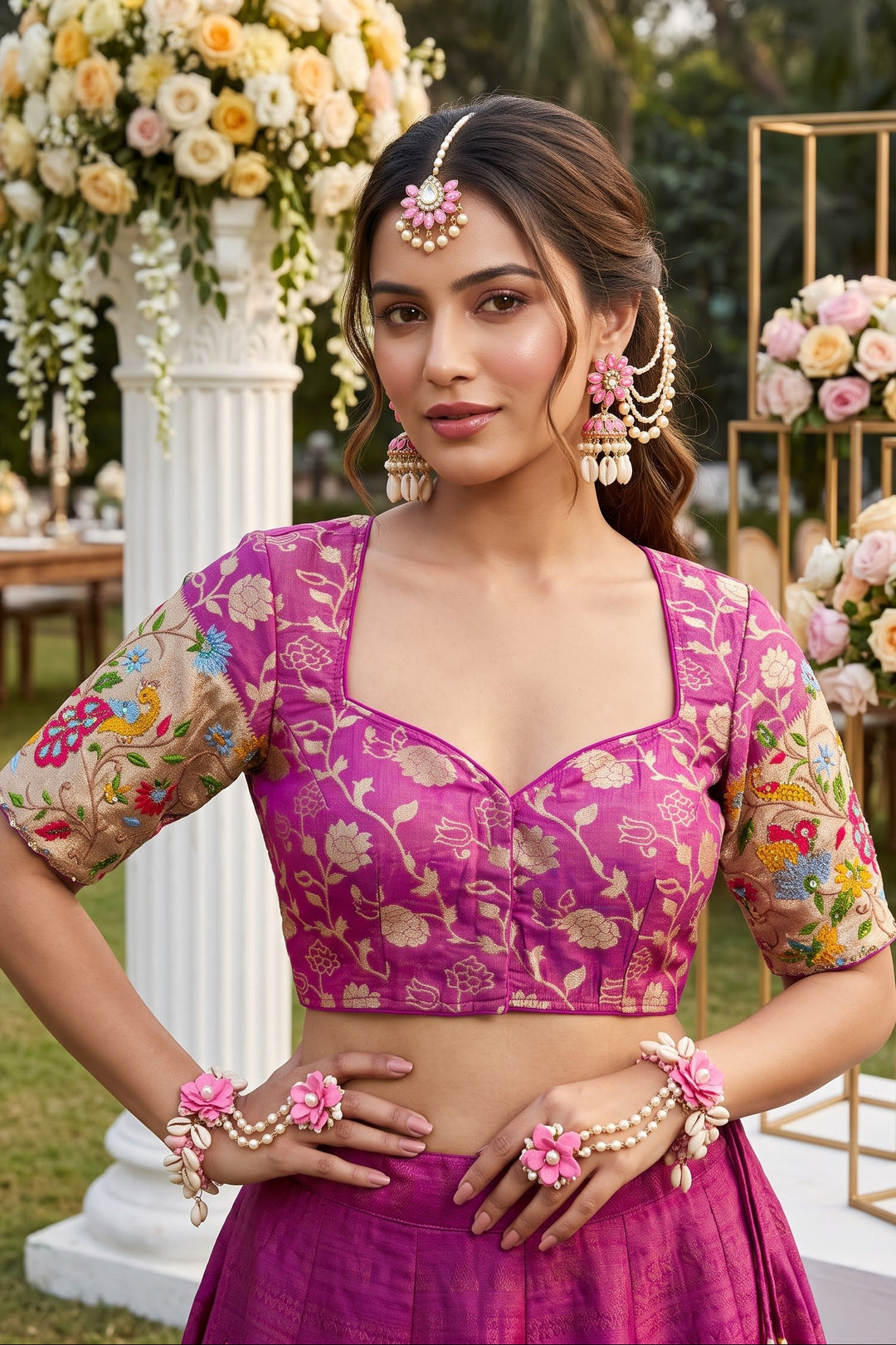 Language of Flowers – Designer Tissue Jacquard Blouse