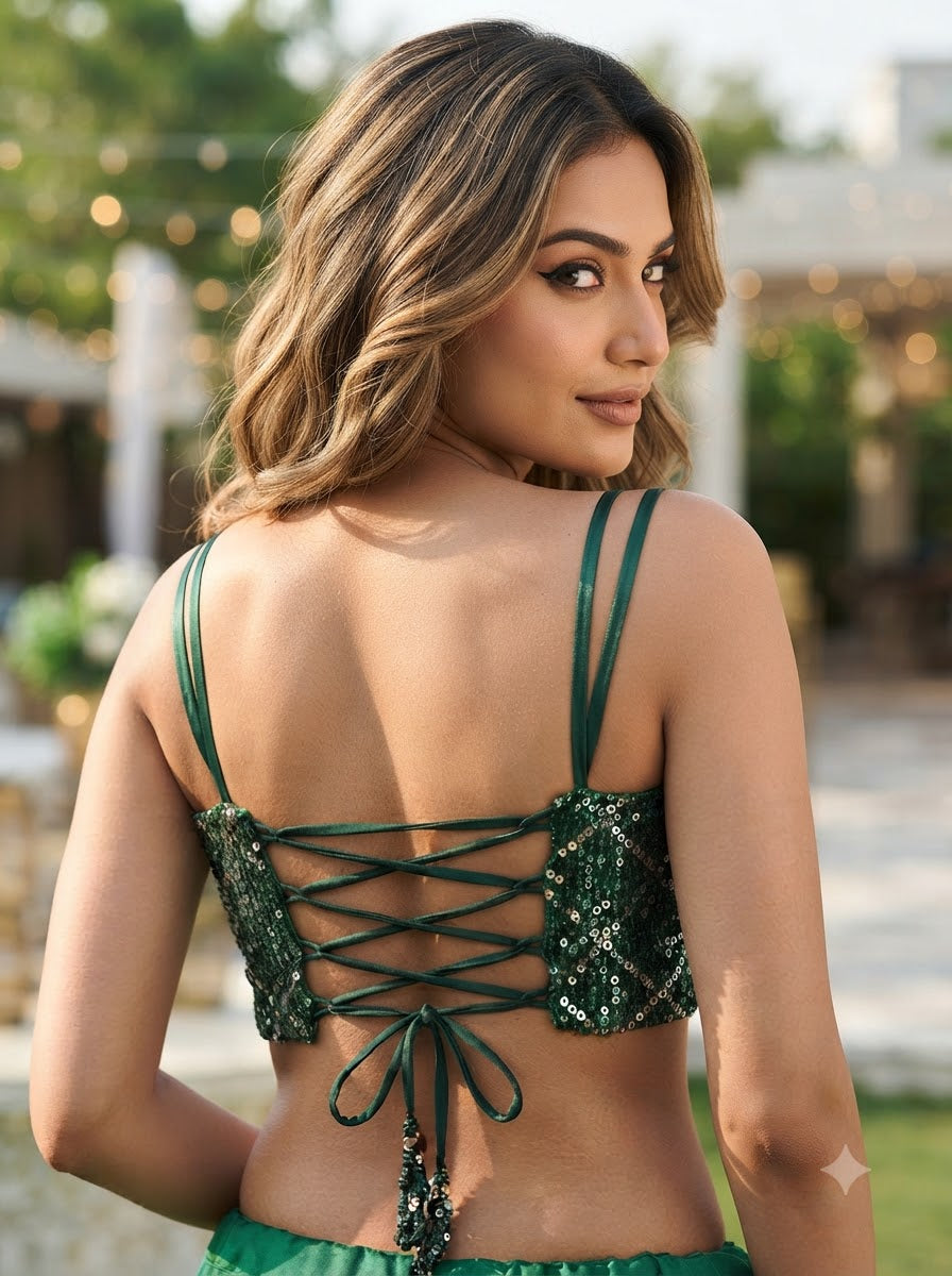 Backless Beauty Designer blouse with Sequin Work