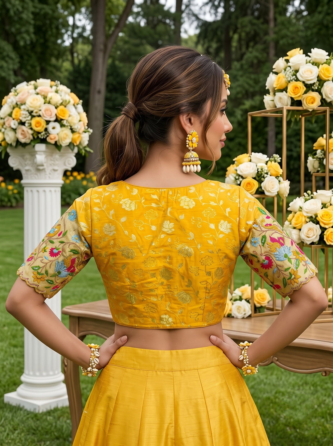 Language of Flowers – Designer Tissue Jacquard Blouse