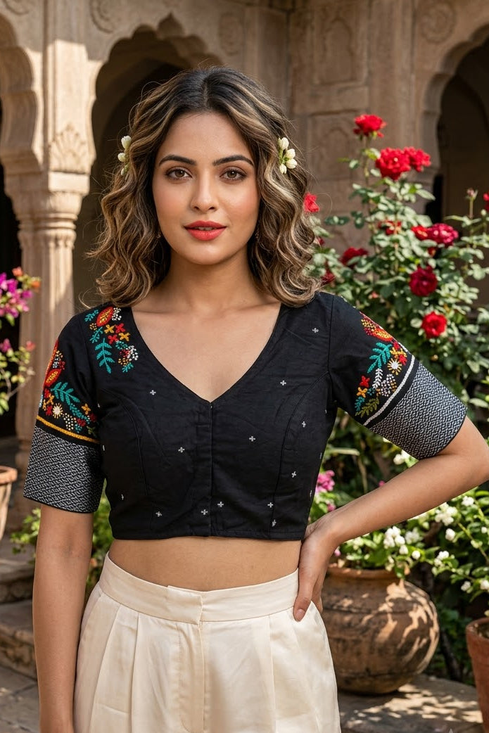 Aarohi Floral Glam Cotton  Blouse