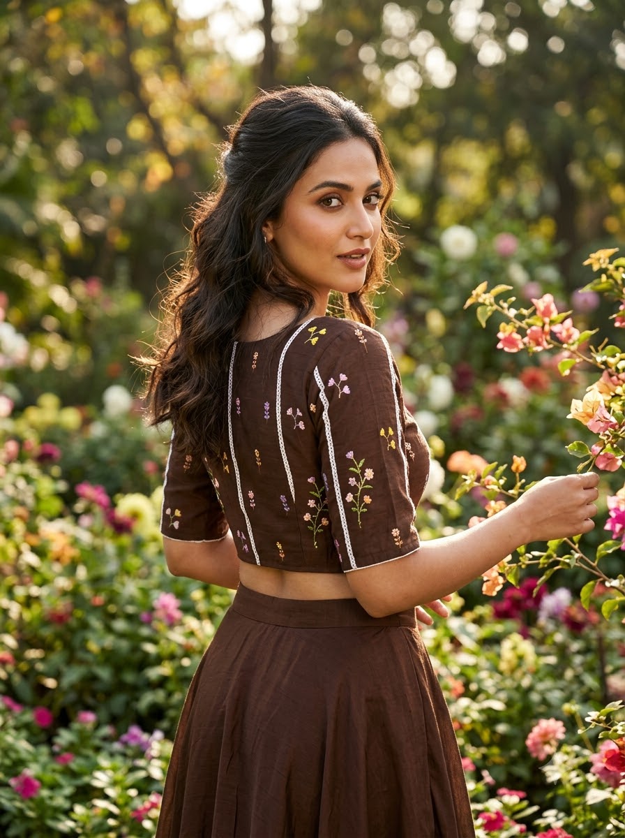 Eden Blossom Chanderi Silk Embroidered Blouse