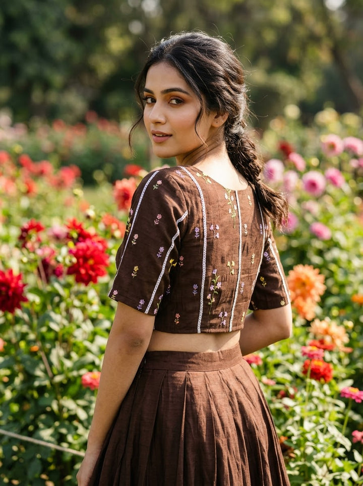 Eden Blossom Chanderi Silk Embroidered Blouse