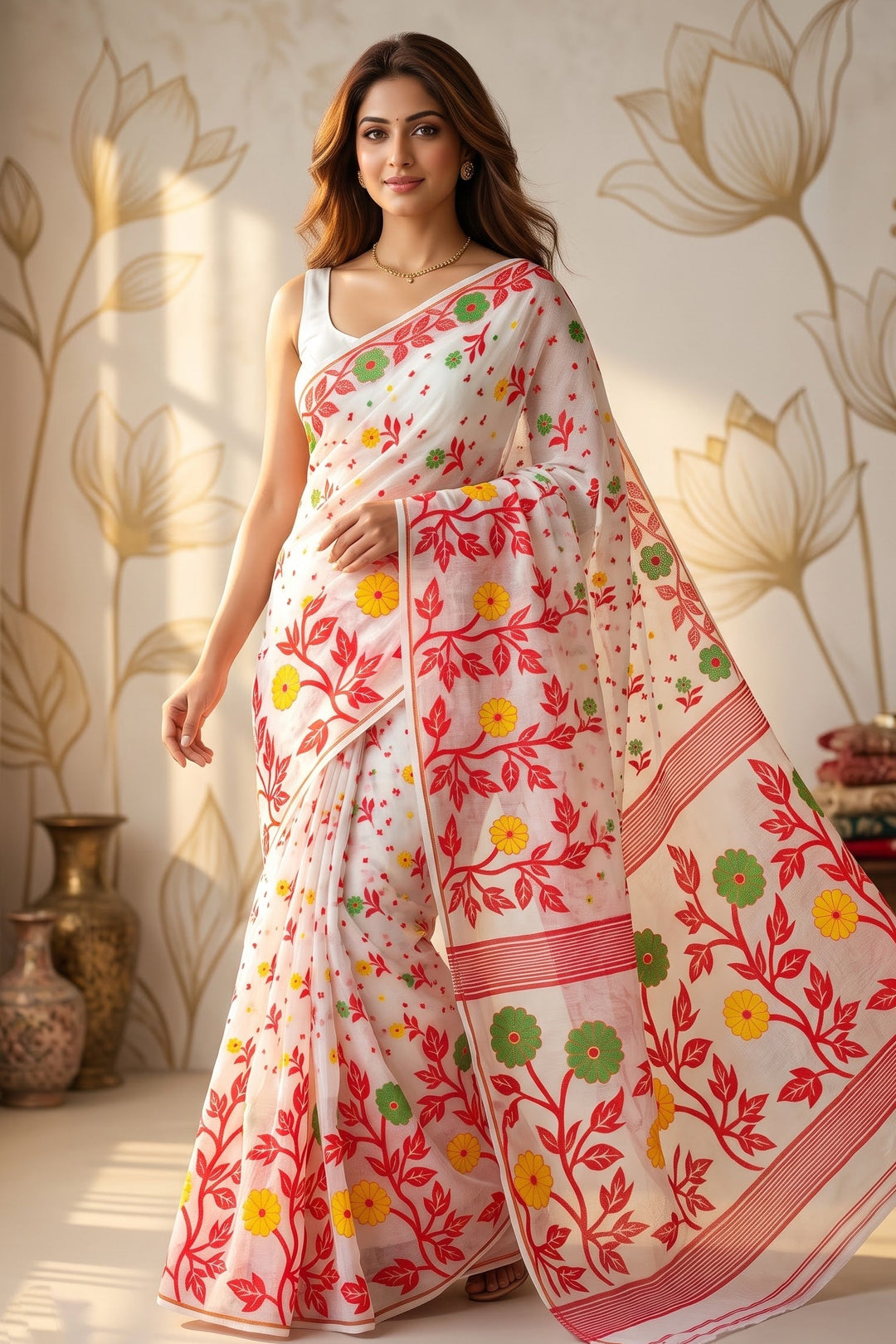 Phul-Bengal Dhakai Jamdani Saree