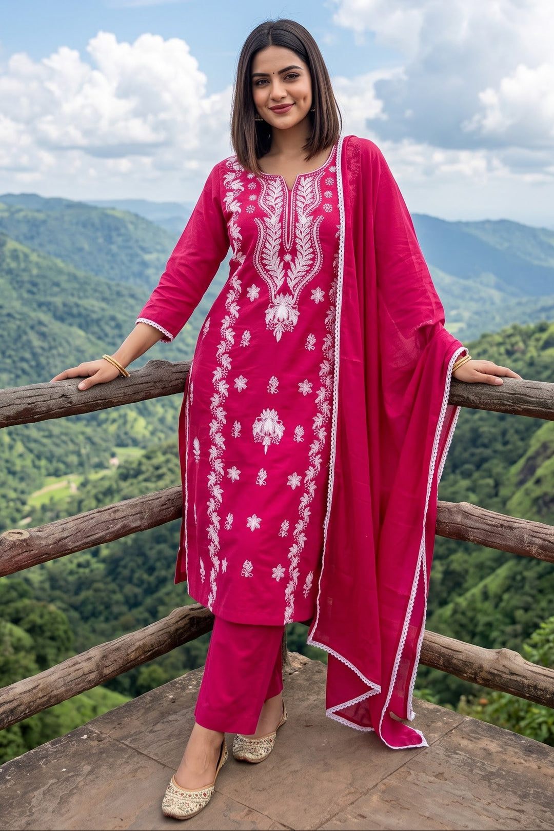The One and Only - Chikankari Embroidered Cotton Kurti Set