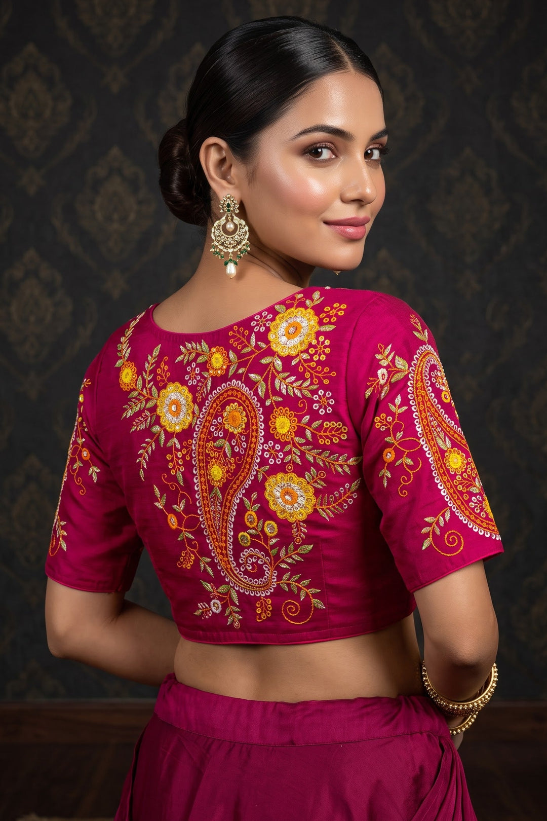 Festive Paisley Vichitra Silk Blouse
