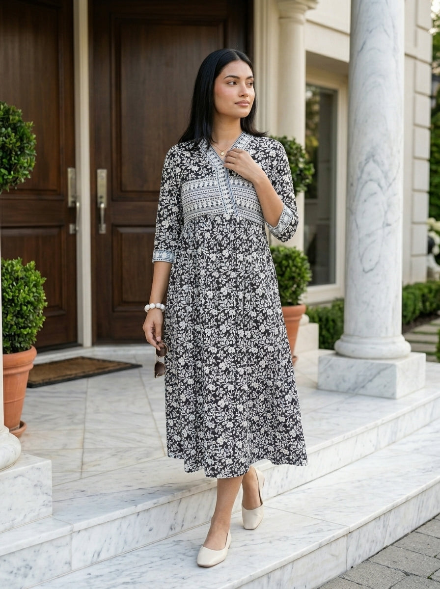 Twisted Print Cotton Dress